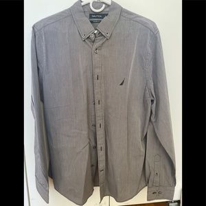 Nautica gray striped shirt